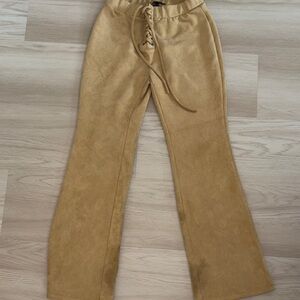 Forever 21 Tan Lace-Up Flare Pants